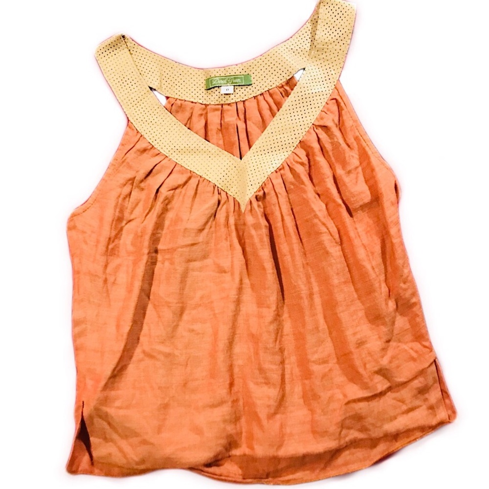 Derek Green: Leather collar Sleeveless Top